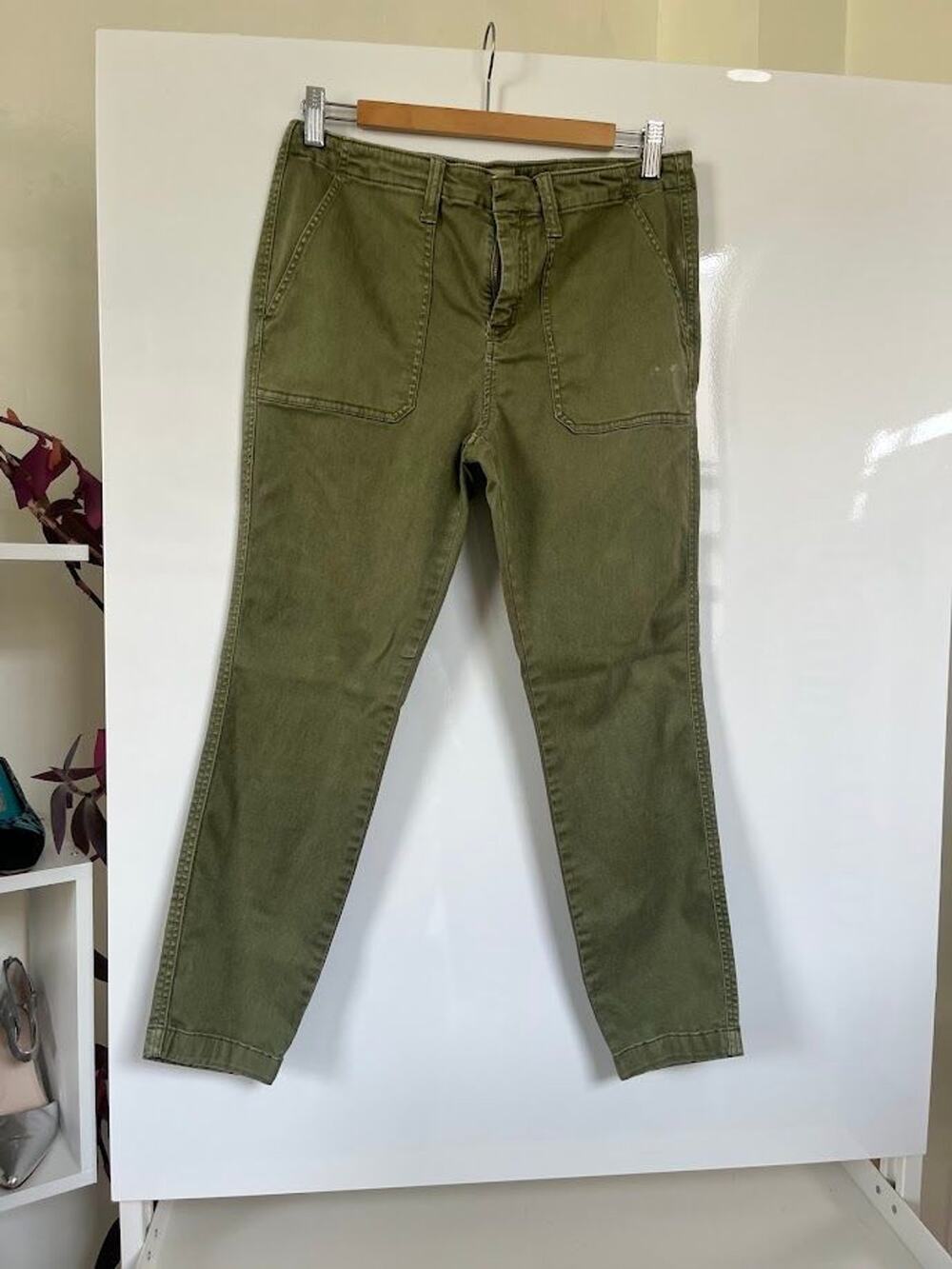 J Crew Olive Green High Rise Stretch Chino Utility Pants Size 30P